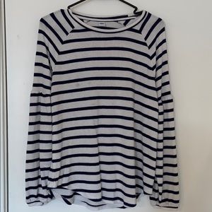 navy blue and white striped sweater